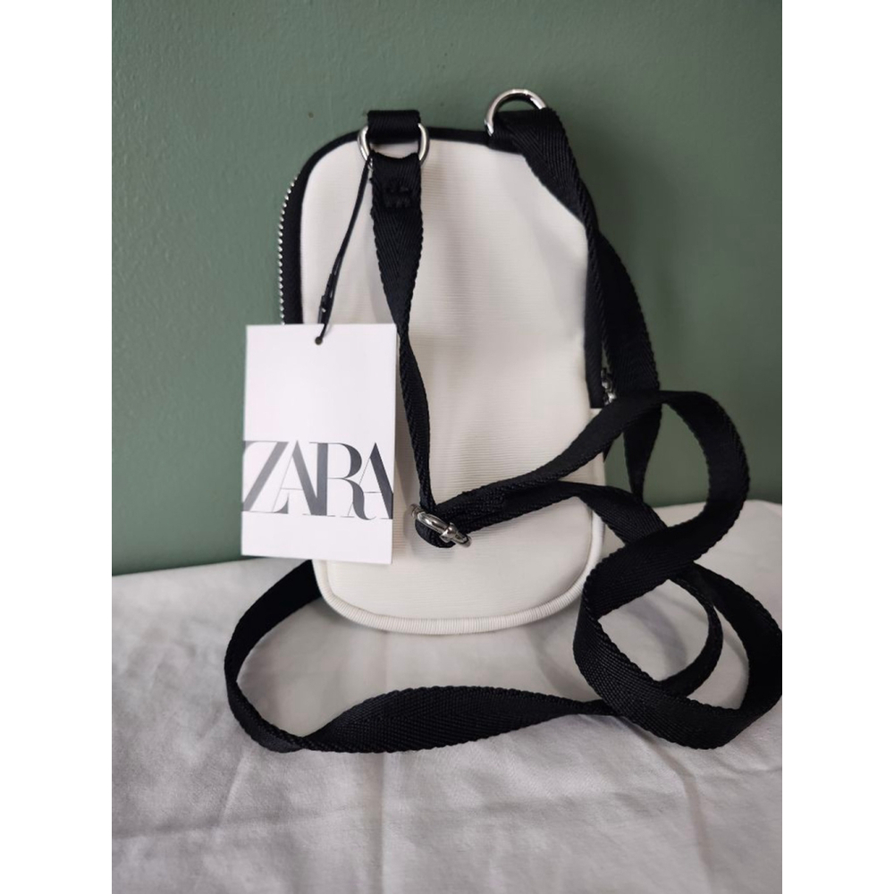Women's ZARA White Crossbody Bag with Black Strap - Picture 2 of 6
